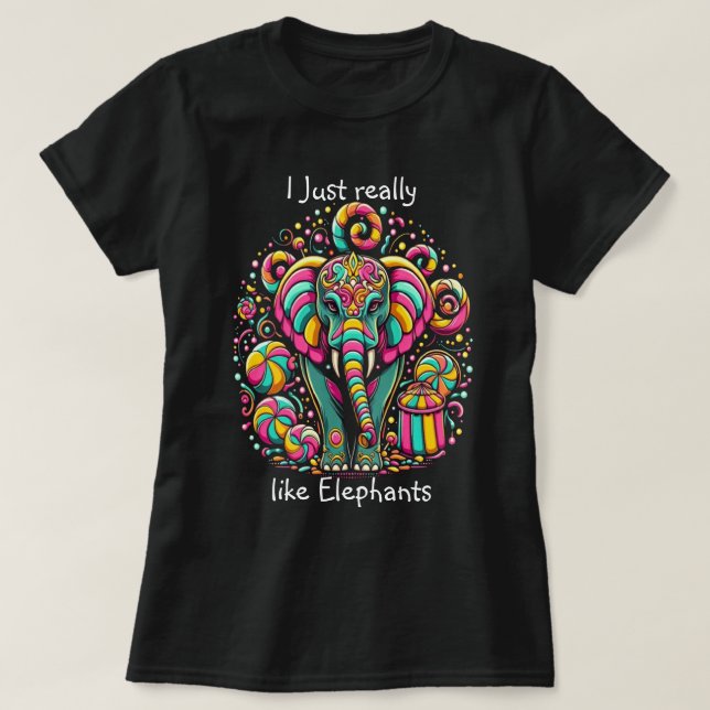 Vibrant elefant med Intricate Ansikte Paint T Shirt (Design framsida)