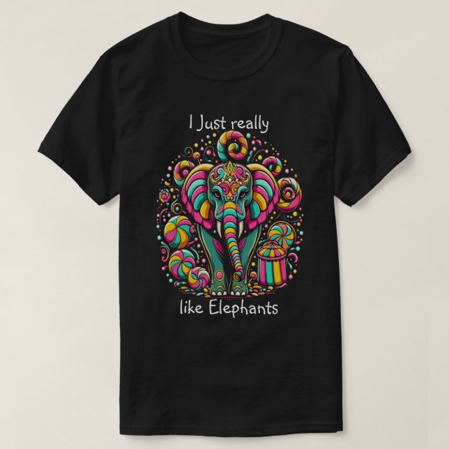 Vibrant elefant med Intricate Ansikte Paint T Shirt (Design framsida)