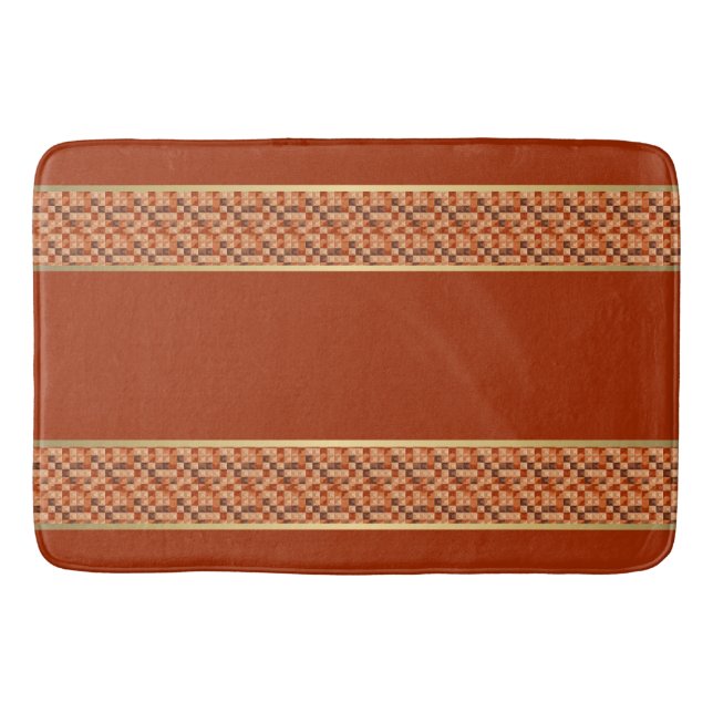 Vibrant Elegance: Clay och Guld Abstrakt Bathmat Badrumsmatta (Framsidan)