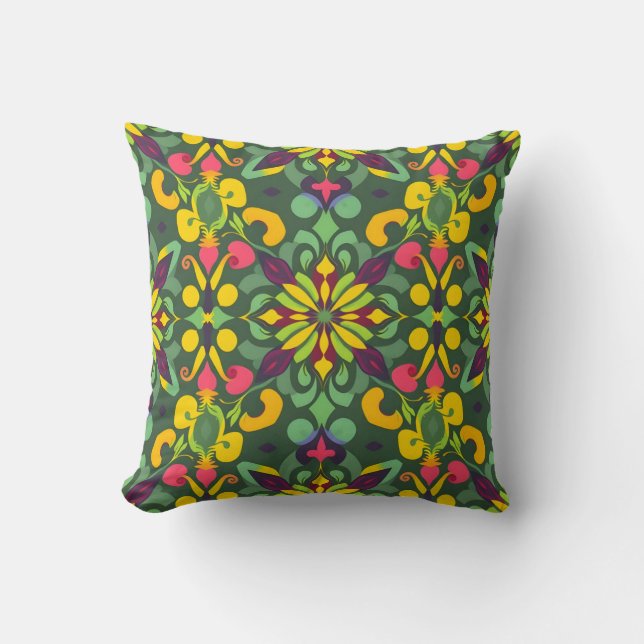 Vibrant Elegance Kudd - Sömlös Mönsterdesign Kudde (Framsida)