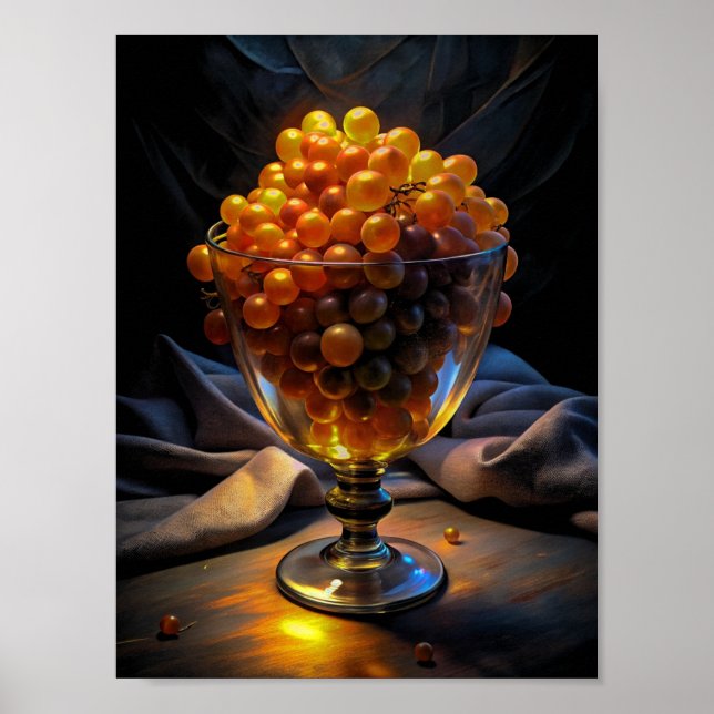 "Vibrant Elegance: Orange Grapes in a Glass". Poster (Framsidan)