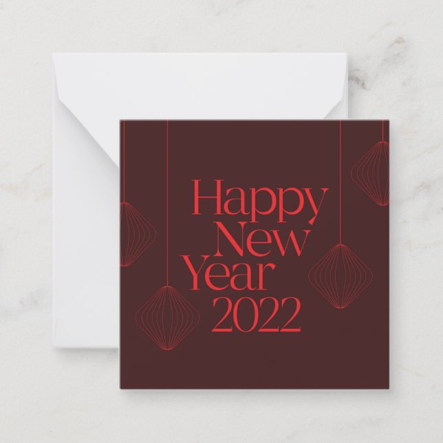 Vibrant, elegant, cool Happy New Year 2022 design Anteckningskort (Framsida)