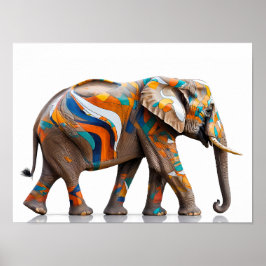 Vibrant Elephant - Abstrakt Colorful Art Poster
