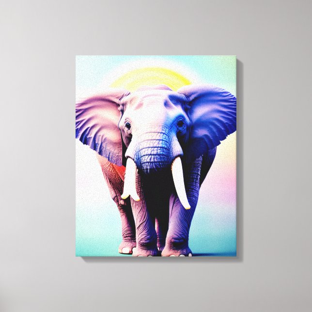 Vibrant Elephant Art A Pop från Färg för muren Canvastryck (Framsida)