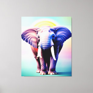 Vibrant Elephant Art A Pop från Färg för muren Canvastryck