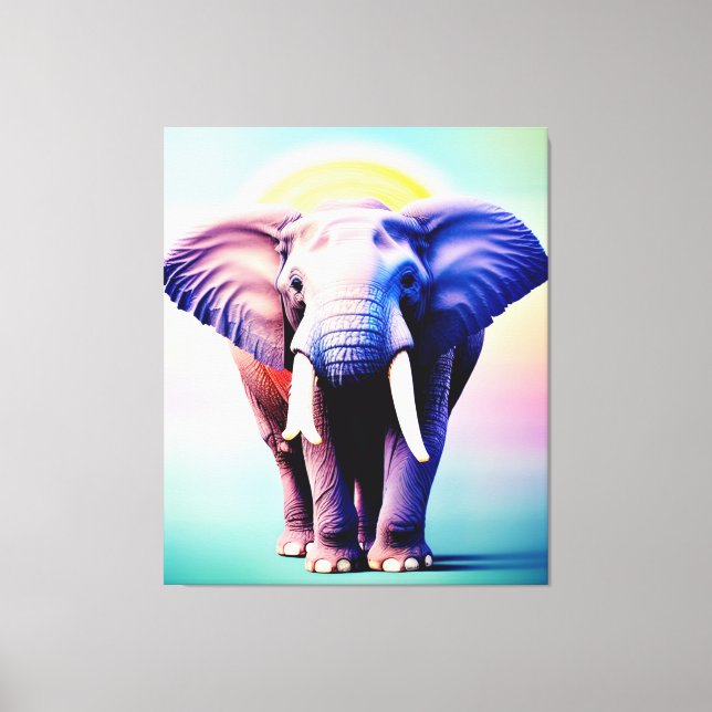 Vibrant Elephant Art A Pop från Färg för muren Canvastryck (Framsida)