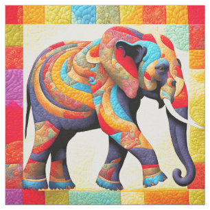 Vibrant Elephant cheater faux quilt eller sew bloc Tyg