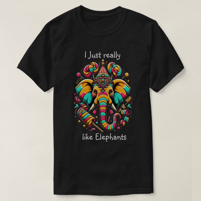 Vibrant Elephant: ett färgstarkt konstverk T Shirt (Design framsida)