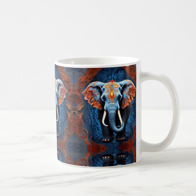 Vibrant Elephant med Blommigt Motifs Kaffemugg (Höger)