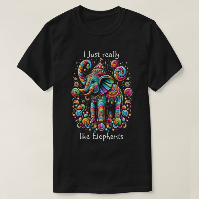 Vibrant Elephant Wearing a Whimsical Hat T Shirt (Design framsida)
