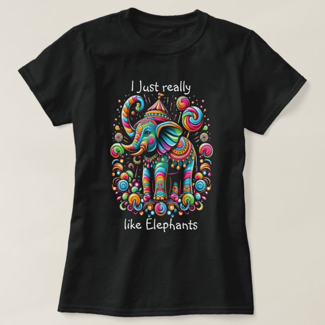 Vibrant Elephant Wearing a Whimsical Hat T Shirt (Design framsida)
