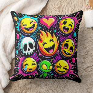 Vibrant Emoji Pop Art Kudde