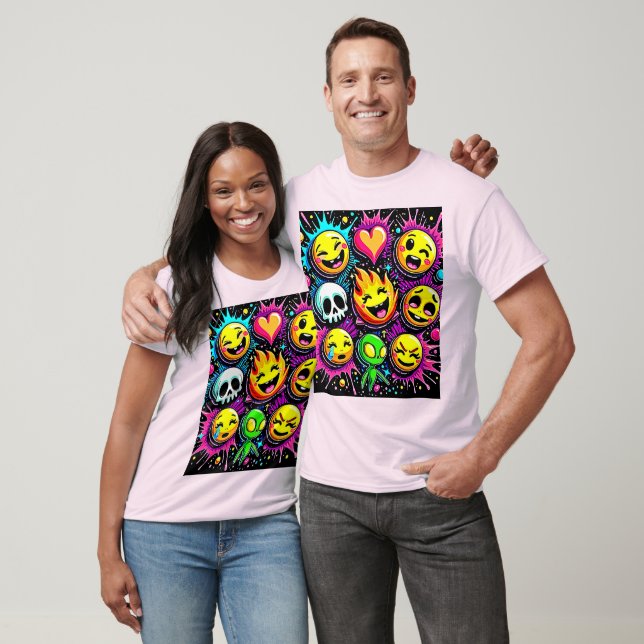 Vibrant Emoji Pop Art T Shirt (Unisex)