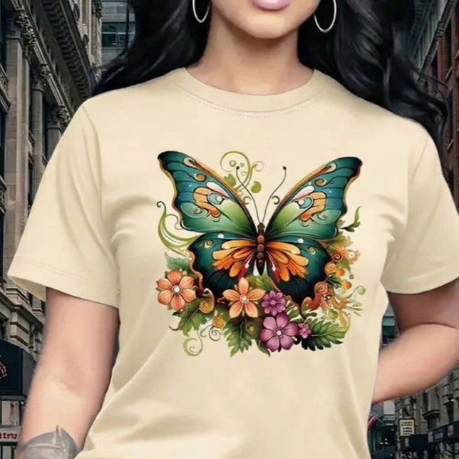Vibrant Enchanted Butterfly & Floral Garden  T Shirt (Skapare uppladdad)