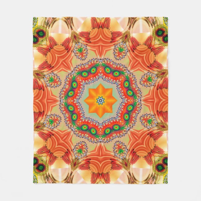 Vibrant energy färg: mandala design. fleecefilt (Framsidan)