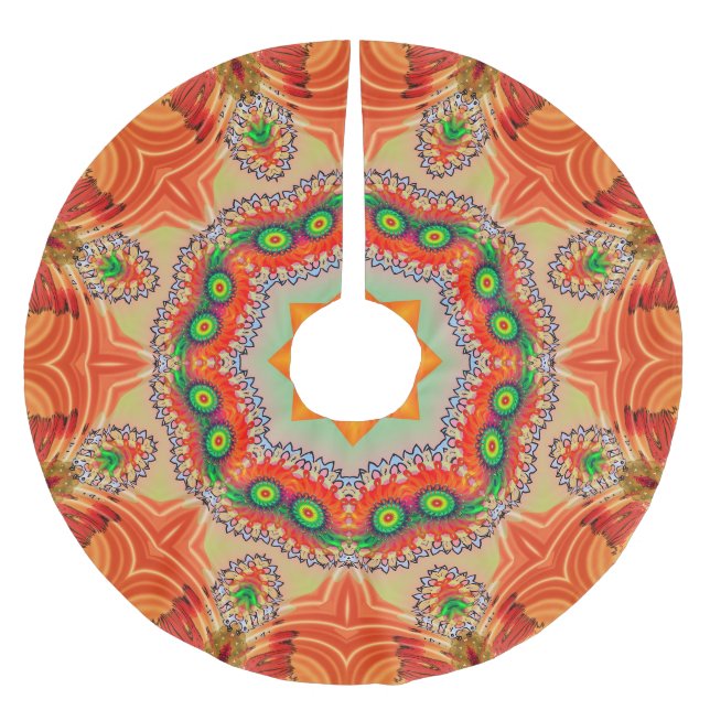 Vibrant energy färg: mandala design. julgransmatta borstad polyester (Framsidan)