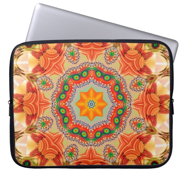 Vibrant energy färg: mandala design. laptop fodral (Framsidan)