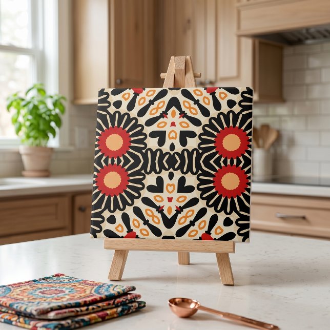 Vibrant Ethnic Arabesque Bohemian Mosaic Mönster Kakelplatta (Skapare uppladdad)