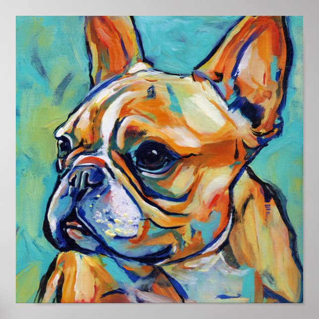 Vibrant Expressionist Frenchie Pop Art Portrait Poster (Framsidan)