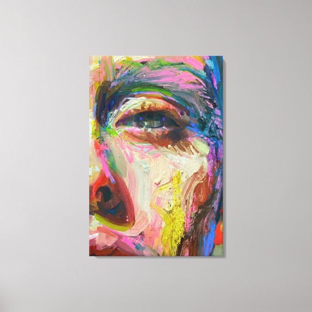 Vibrant Expressionist Portrait – Textured Abstract Canvastryck (Framsida)