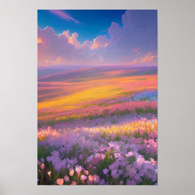 Vibrant Fält i färgade blommor Poster (Framsidan)
