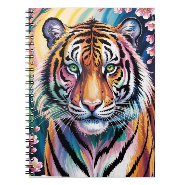 Vibrant Fantasy Tiger Porträtt | exotisk Anteckningsbok (Framsidan)