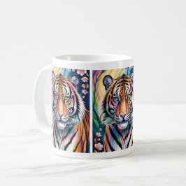 Vibrant Fantasy Tiger Porträtt | exotisk Kaffemugg