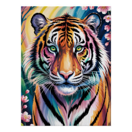 Vibrant Fantasy Tiger Porträtt | exotisk Perfect Poster
