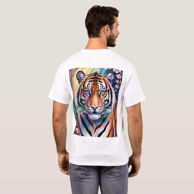 Vibrant Fantasy Tiger Porträtt | exotisk T Shirt (Hel baksida)