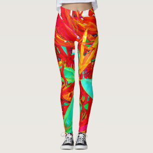 Vibrant Färg Abstrakt Mönster Leggings