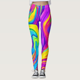 Vibrant Färg-bakgrund: Tecknad Stänk Art Leggings