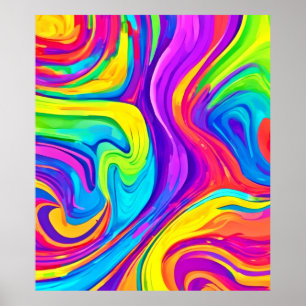 Vibrant Färg-bakgrund: Tecknad Stänk Art Poster