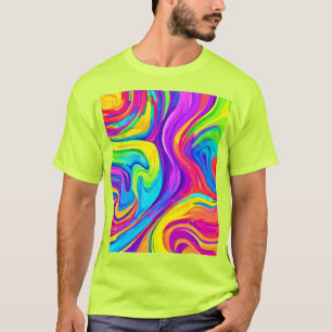 Vibrant Färg-bakgrund: Tecknad Stänk Art T Shirt