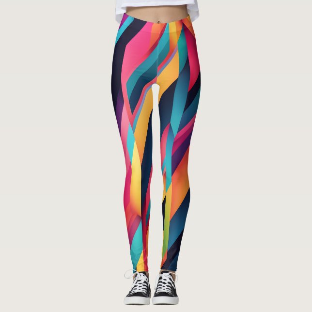 Vibrant Färg Blocks Leggings (Framsida)
