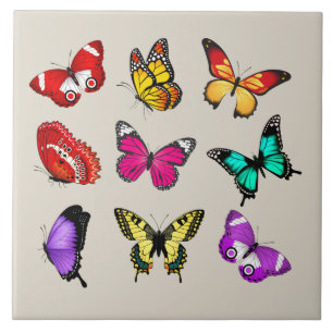 Vibrant färg Butterflies Kakelplatta