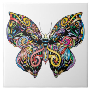 Vibrant färg butterfly teckning kakelplatta