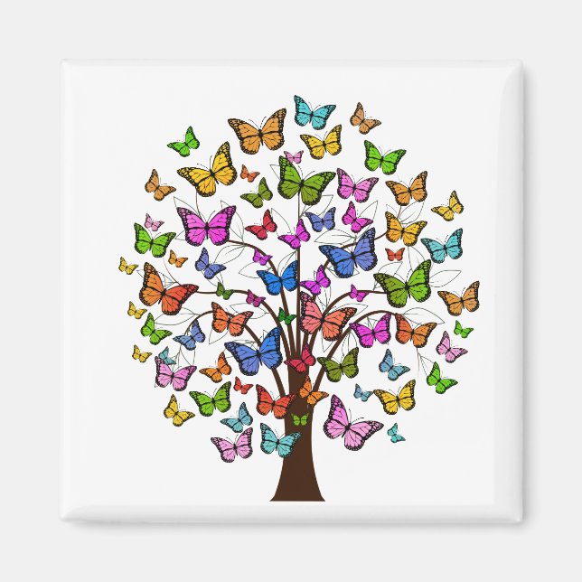 Vibrant färg butterfly träd magnet (Framsidan)