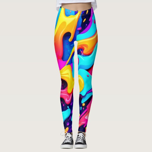 Vibrant Färg Chaos Art Leggings (Framsida)