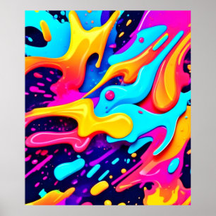 Vibrant Färg Chaos Art Poster