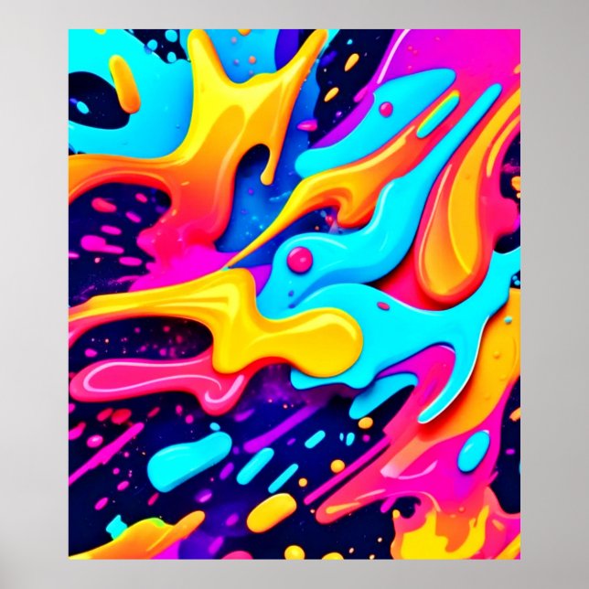 Vibrant Färg Chaos Art Poster (Framsidan)