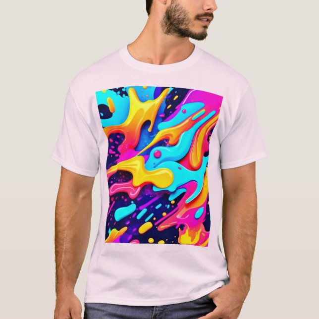 Vibrant Färg Chaos Art T Shirt (Framsida)