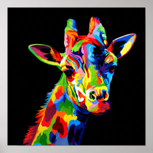 Vibrant färg Giraffe Poster