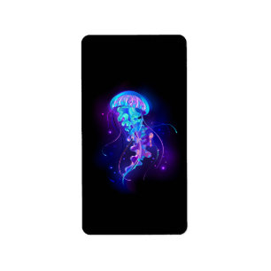 Vibrant Färg Glowing Jellyfish Adressetikett