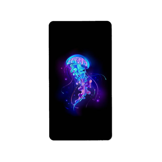 Vibrant Färg Glowing Jellyfish Adressetikett (Framsidan)