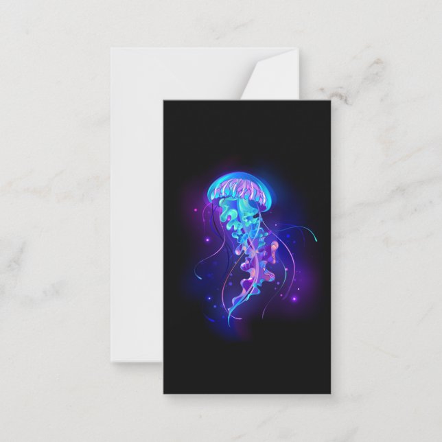 Vibrant Färg Glowing Jellyfish Anteckningskort (Framsida)