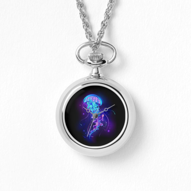 Vibrant Färg Glowing Jellyfish Armbandsur (Framsida)