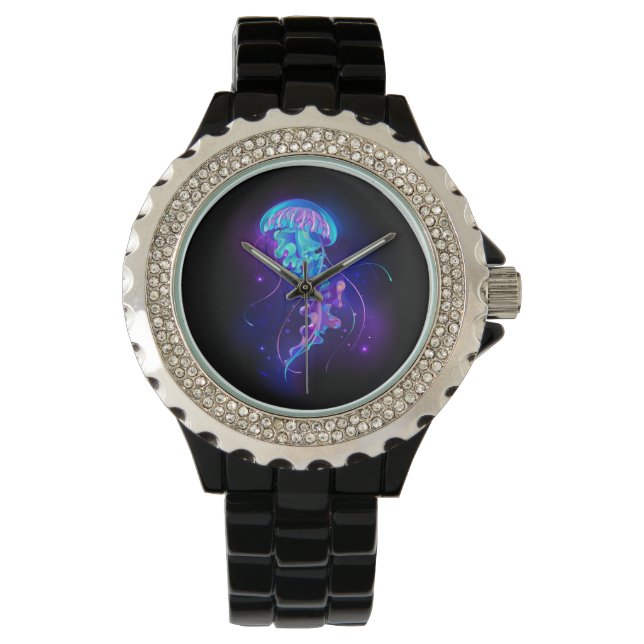 Vibrant Färg Glowing Jellyfish Armbandsur (Framsida)