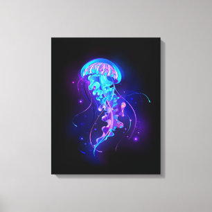Vibrant Färg Glowing Jellyfish Canvastryck