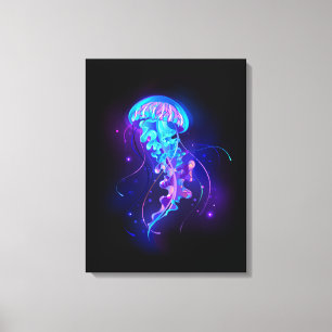 Vibrant Färg Glowing Jellyfish Canvastryck