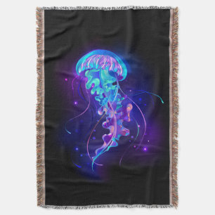 Vibrant Färg Glowing Jellyfish Filt
